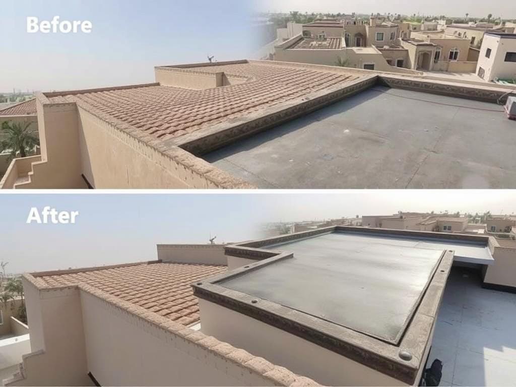 مشروع عزل أسطح فيلا في حي الشاطئ بجدة