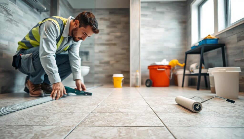 عزل الحمامات فوق البلاط